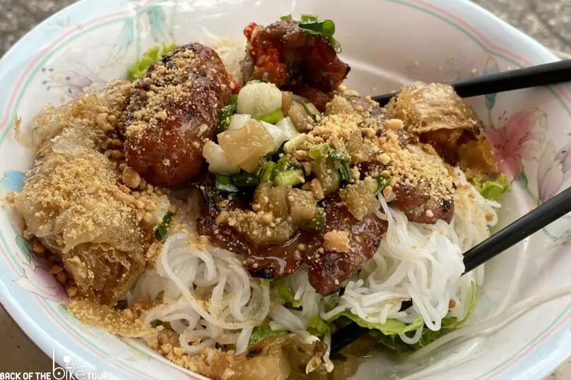 a bowl of bun thit nuong in saigon's district 8! a must eat dish in ho chi minh city